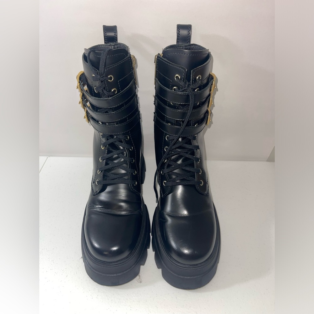 Thursday Boot Company Black Combat Boots with Gold Accents